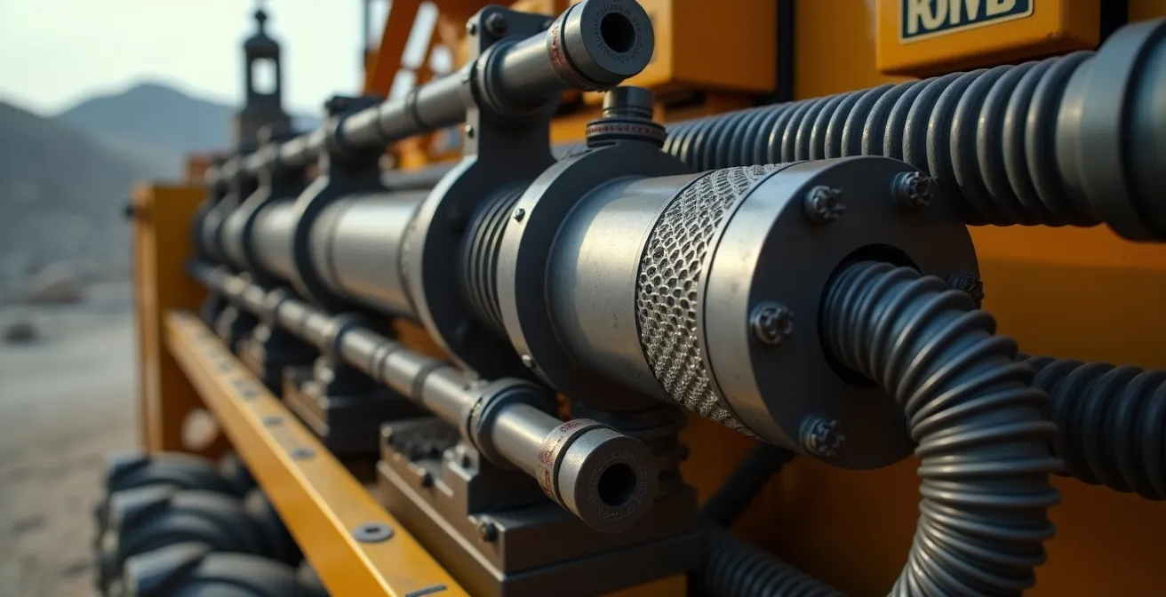 Vue conceptuelle des composants hydrauliques d'une foreuse d'exploration minière